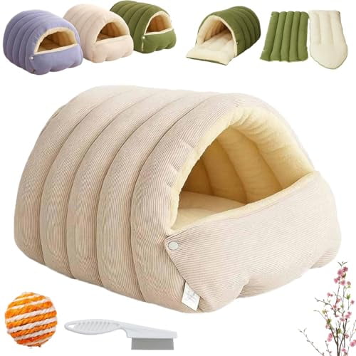 Removable and Washable Winter Closed-Off Cat Bed, 2025 Fluffier Cozy Monster Cat Bed for Indoor, 360° Nesting Design Warm Cave Style Pet Bed for Cats Small Dogs