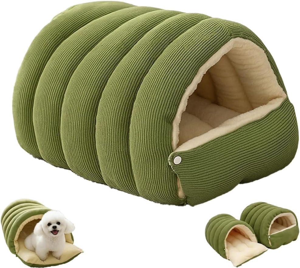 Removable and Washable Winter Closed-Off Cat Bed, Cotton Cat Bed, Cotton Soft Cozy Sleeping Nest, Comfortable Warm Secure Snuggle Hut for Cats, Closed-Off Plush Cats Cave for Pet Comfort