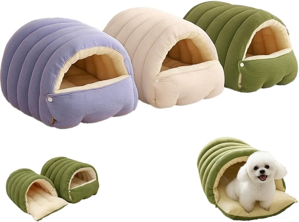 Removable and Washable Winter Closed-Off Cat Bed, Cotton Cat Bed, Cotton Soft Cozy Sleeping Nest, Comfortable Warm Secure Snuggle Hut for Cats, Closed-Off Plush Cats Cave for Pet Comfort