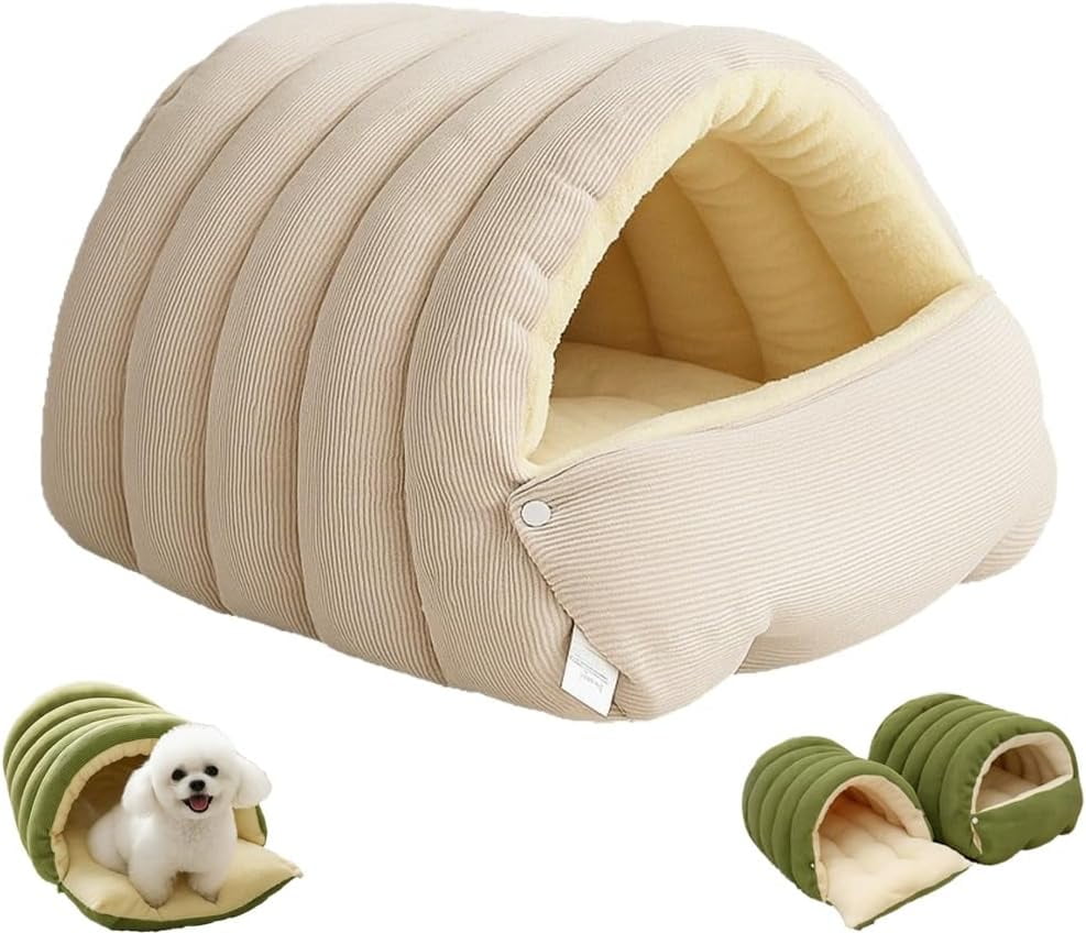 Removable and Washable Winter Closed-Off Cat Bed, Cotton Cat Bed, Cotton Soft Cozy Sleeping Nest, Comfortable Warm Secure Snuggle Hut for Cats, Closed-Off Plush Cats Cave for Pet Comfort
