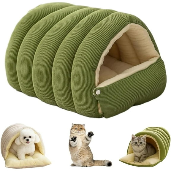 Removable and Washable Winter Closed-Off Cat Bed with Cover,360° Nesting Design Sleeping Nest,Cotton Cozy Monster Small Dog Cave & Indoor Cats Cave for Kittens & Dogs All-Season Use