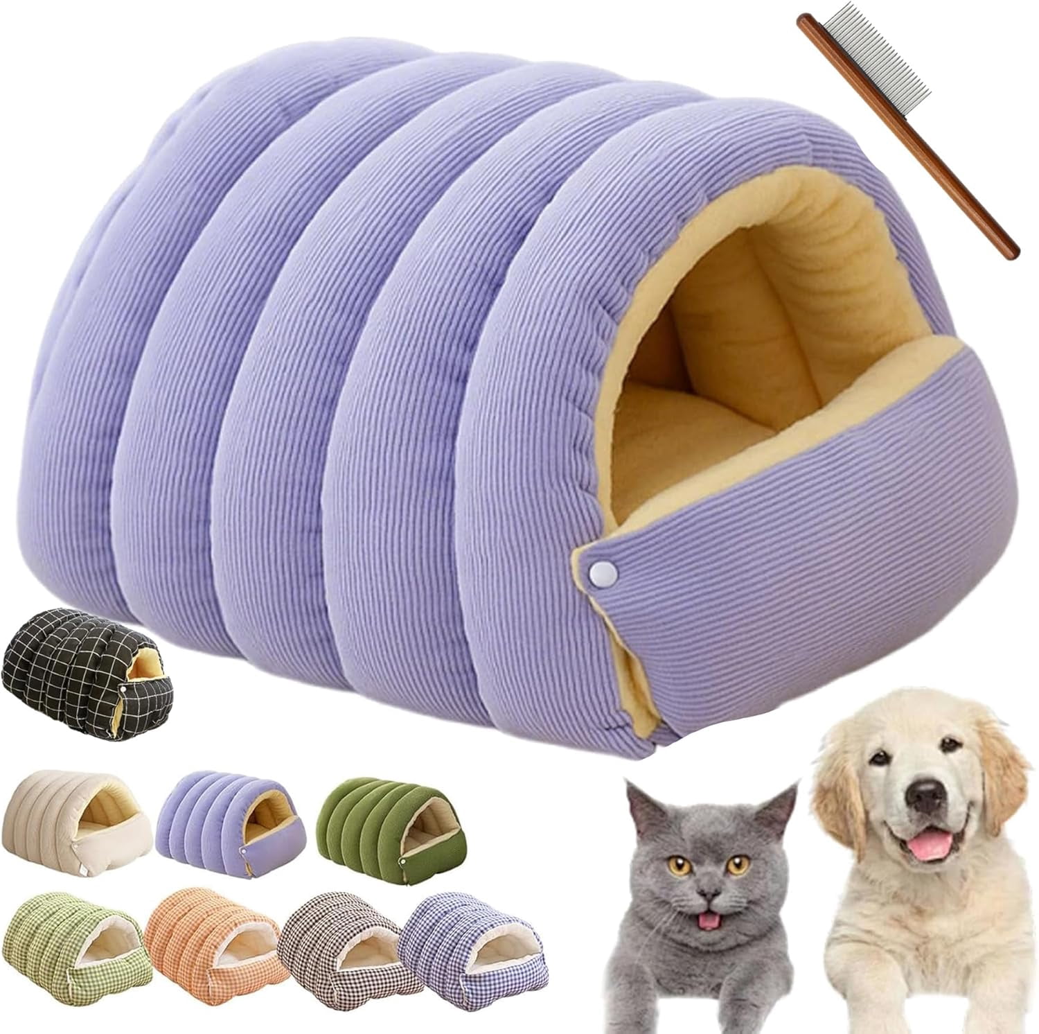 Removable and Washable Winter Closed-Off Cat Bed, New Indoor Cat Bed Cave Style, Warm Foldable Soft Cotton Cozy Cat Cave House for Cats & Small and Medium Dogs