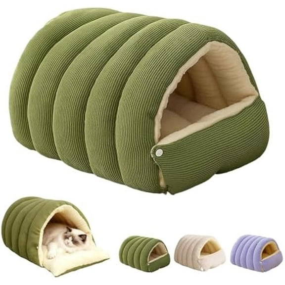 Removable and Washable Winter Closed-Off Cat Bed, Winter Warm Pet Sleeping Bag for Indoor, Cozy Winter Pet Beds for Small Dog and Cat, Plush Cats Sack Self Warm Bed Cave
