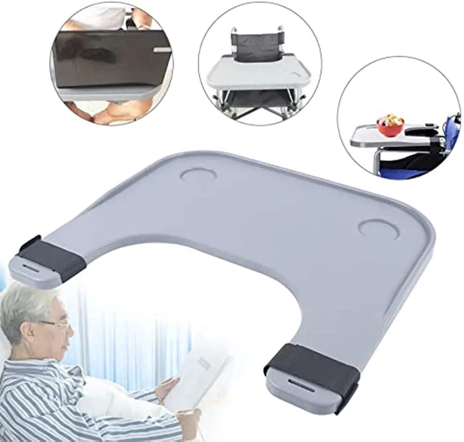 Removable Wheelchair Tray Table with Cup Holders and Adjustable Lap ...