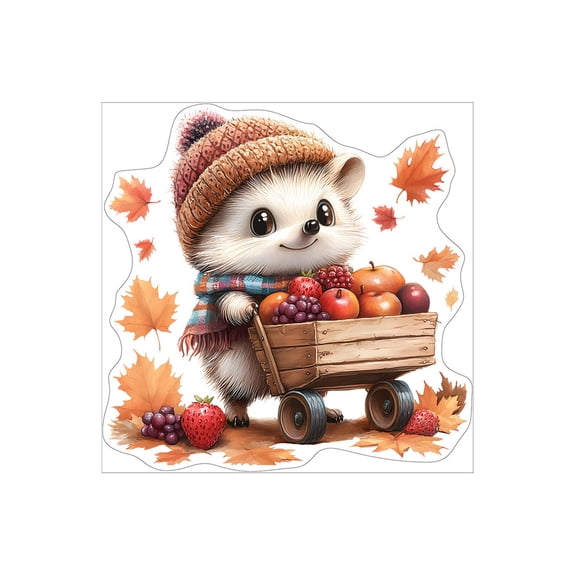 Removable Window Decal Autumn Squirrel Hedgehogs PVC Sticker Seasonal Home Decors for Fall Harvest Thanksgiving