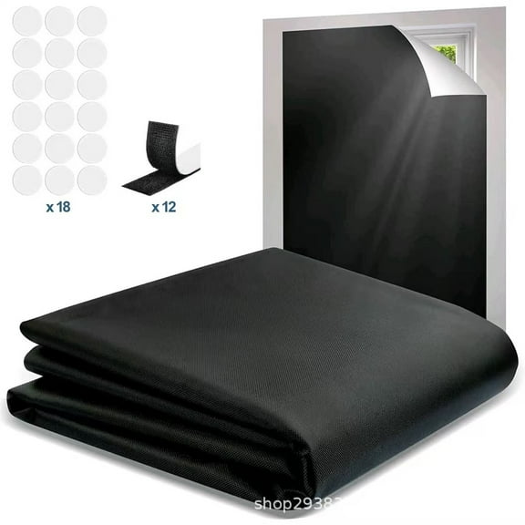 Removable Window Fabric Self Adhesive Portable Foldable Travel Curtains, Uv Blocking & Full Shading, 210T Oxford Cloth, Diy Cut To Size (145Cm W X 100Cm H), Suitable For Travel &