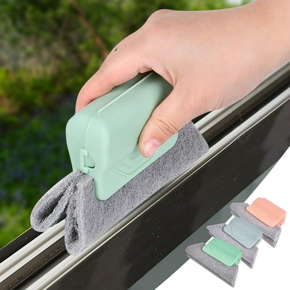 Removable Window Slot Cleaning Brush with Sponge Scourer Head for Tight Spaces and Sill Corners, Efficient Kitchen & Bathroom Dead Spot Tool for Home Use(Green),Ccwuwei