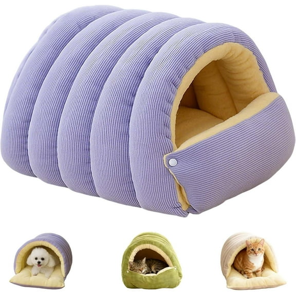 Removable and Washable Winter Closed-Off Cat Bed, Cozy Cat Bed, Warm Foldable Pet Nest, Closed-Off Plush Cats Cave for Pet