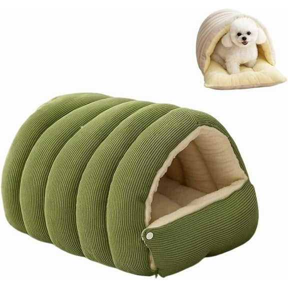 Removable and Washable Winter Closed-Off Cat Bed, Warm Foldable Pet Nest for Indoor Cats and Small Dogs, Soft Cave Style Cat House