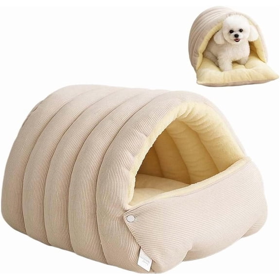 Removable and Washable Winter Closed-Off Cat Bed, Warm Foldable Pet Nest for Indoor Cats and Small Dogs, Soft Cave Style Cat House