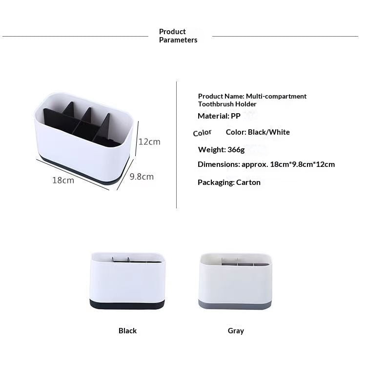 Removable multi-compartment toothpaste and toothbrush storage box/rack ...