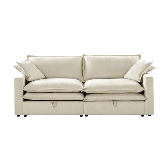 Modern Removable Sofa with Cushions and Storage, for Living Room Apartment, Beige