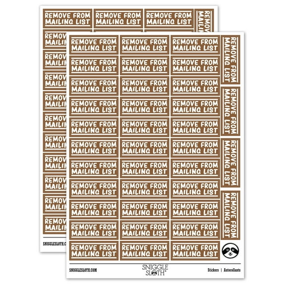 Remove From Mailing List Sticker Set - Brown - Matte Finish - 1.5" Small