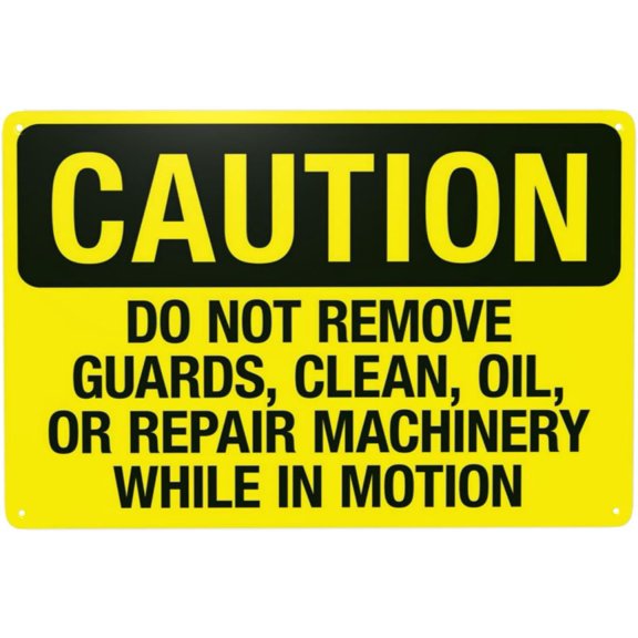 Do Not Remove Guards, Clean, Oil, Or Repair Machinery Warning Sign, Security Safety Metal Signs, Vintage Caution Poster Wall Decor for Business Office Home Street Road Use 12 x 8 Inch