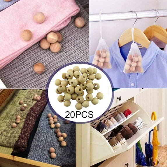 Remover Natural Cedar Beads for Clothes Moth Preservation 20 Storage Solution to Keep Fabrics Fresh and