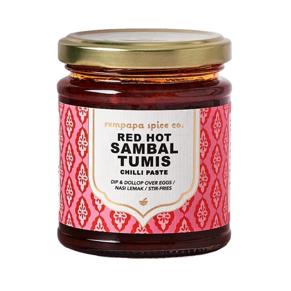 Rempapa Red Hot Sambal Tumis Chilli Paste | Vegan Sambal Dipping Sauce | Spicy Condiment for Nasi Lemak, Nasi Goreng, Laksa | Stir-fry Paste | 180g