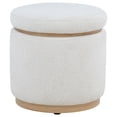 thumbnail image 1 of Remuda Boucle Upholstered Round Storage Ottoman Ivory, 1 of 6