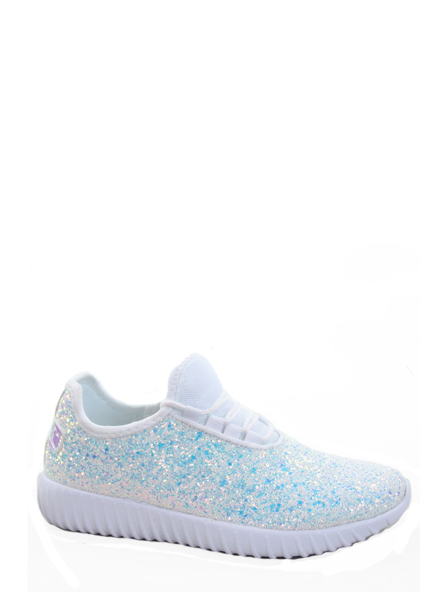 Remy-18k Youth Girl's fashion Flat Lace Up Light weight Glitter Sneaker Athletic Shoes
