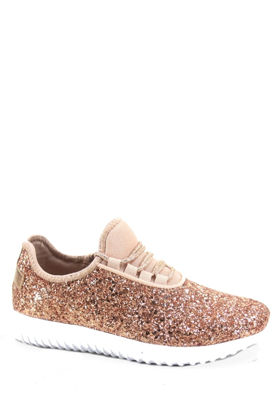 Remy-18k Youth Girl's fashion Flat Lace Up Light weight Glitter Sneaker Athletic Shoes