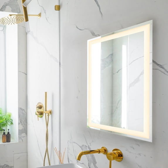 Remy 24 in. W x 34 in. H Small Rectangular Frameless Antifog Front-Lit Wall Bathroom Vanity Mirror with Smart Touch