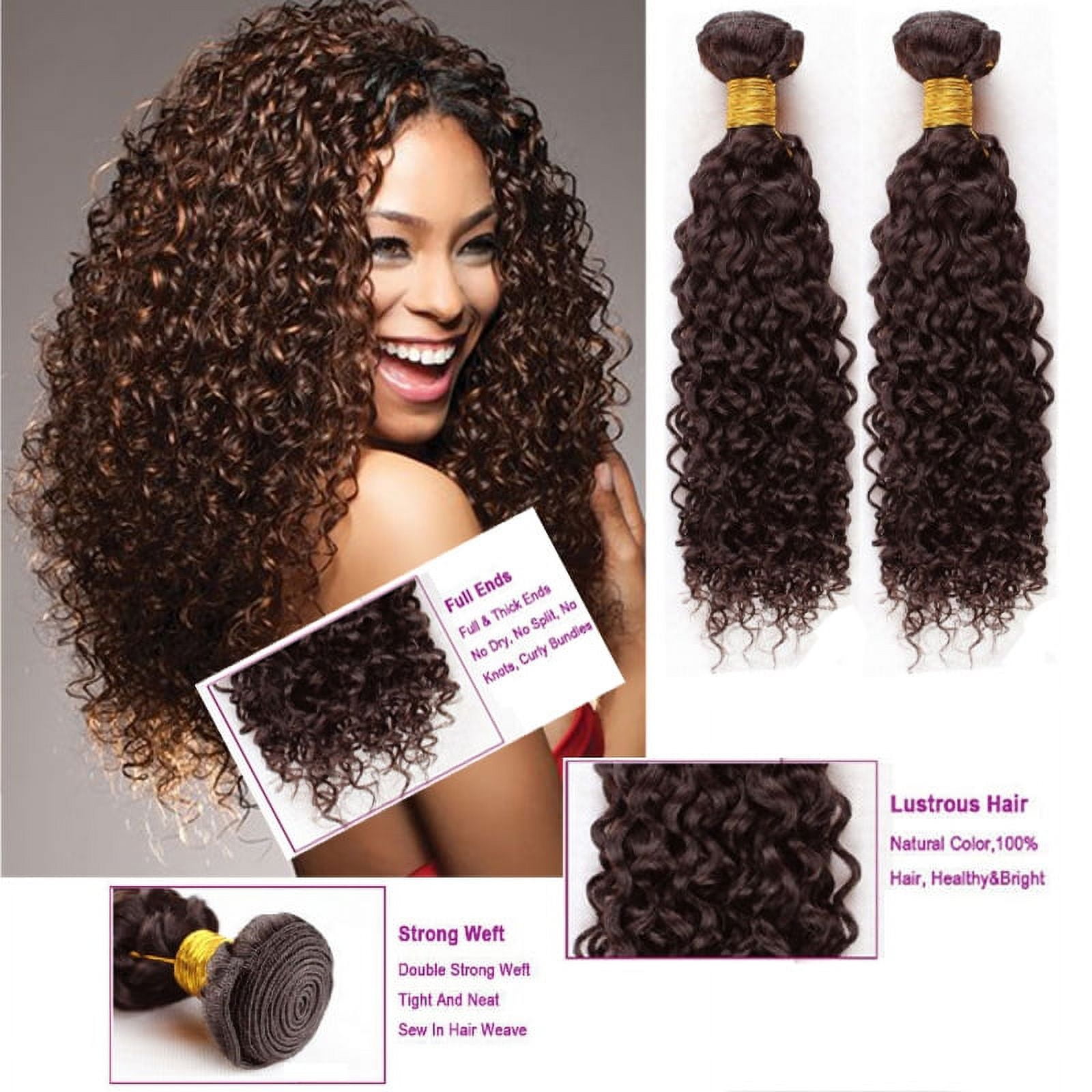 Remy Jerry Curl Brazilian Human Hair Bundle Light Brown 26in