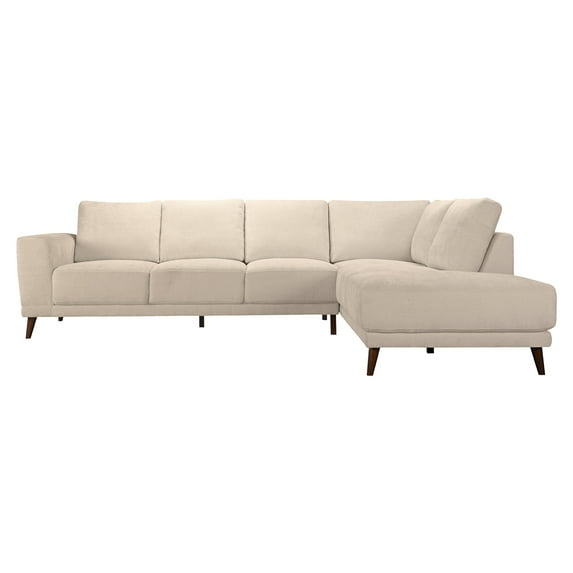 Remy Mid Century Modern Fabric Right-Facing Sectional Sofa in Cream
