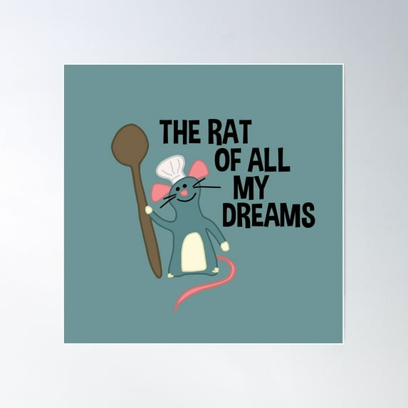 Remy The Ratatouille - Blue Version Poster Wall Art, Modern Wall Decor For Living Room Bedroom, 24x24 UNFRAMED