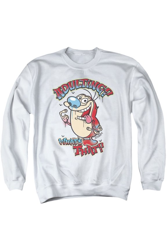 Ren And Stimpy Adulting What's That? Unisex Adult Crewneck Sweatshirt