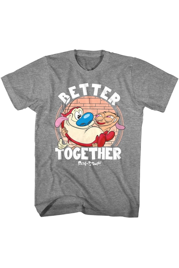 Ren And Stimpy - Better Together - American Classics - Graphite Heather Adult Short Sleeve T-Shirt