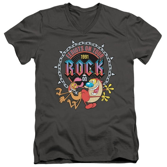 Ren And Stimpy Eediots On Tour Unisex Adult V-Neck T Shirt
