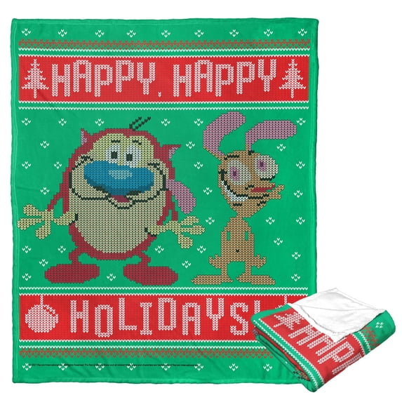 Ren And Stimpy Happy Happy Holidays Kids Silk Touch Throw Blanket
