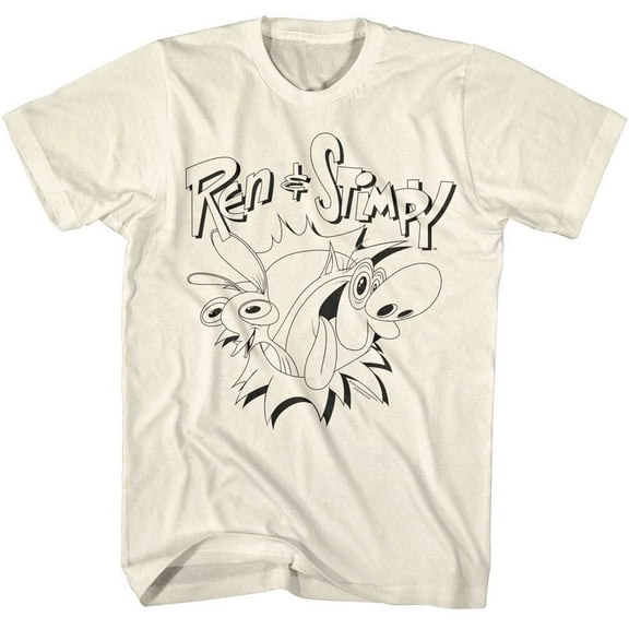 Ren and Stimpy Simple Logo Men's T Shirt (Ivory, AdultS)