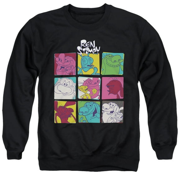 Ren And Stimpy Warhol 2 Unisex Adult Crewneck Sweatshirt (Medium) Black