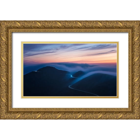 Ren, Chuanxu 18x12 Gold Ornate Wood Framed with Double Matting Museum Art Print Titled - Soaking In Fog