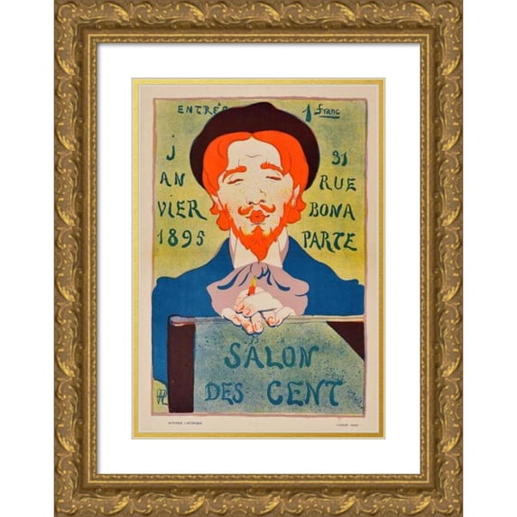 René Georges Hermann-Paul 17x24 Gold Ornate Framed and Double Matted Museum Art Print Titled - Salon Des Cent (1895)