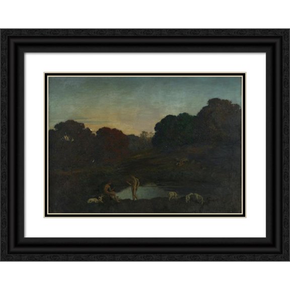 René Menard 24x18 Black Ornate Framed Double Matted Museum Art Print Titled: Pastoral Scene (1911)
