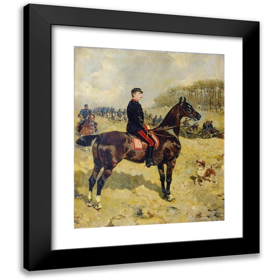René Princeteau 20x24 Black Modern Framed Museum Art Print Titled - The Major Jules Tardiveau During an Inspection
