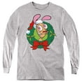 thumbnail image 1 of Ren & Stimpy Christmas Wreath Ren With Santa Hat Kids Long Sleeve T-Shirt for Youth Boys and Girls, 1 of 2