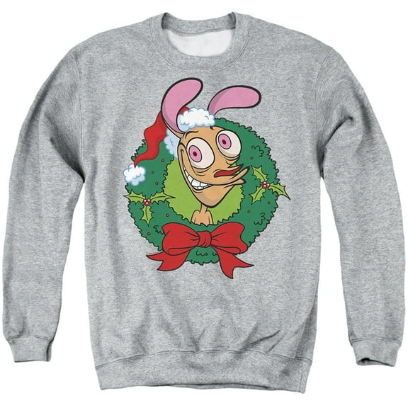 Ren & Stimpy Christmas Wreath Ren With Santa Hat Unisex Adult Crewneck Sweatshirt