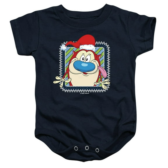 Ren & Stimpy Festive Stimpy With Christmas Santa Hat Unisex Infant Snap Suit for Baby