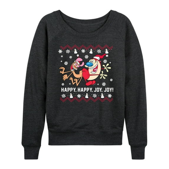 Ren & Stimpy - Happy Happy Joy Joy - Women's Lightweight French Terry Long Sleeve Shirt