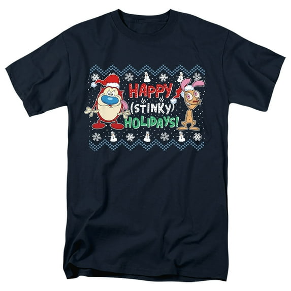 Ren & Stimpy Happy Stinky Holidays Christmas Unisex Adult T Shirt