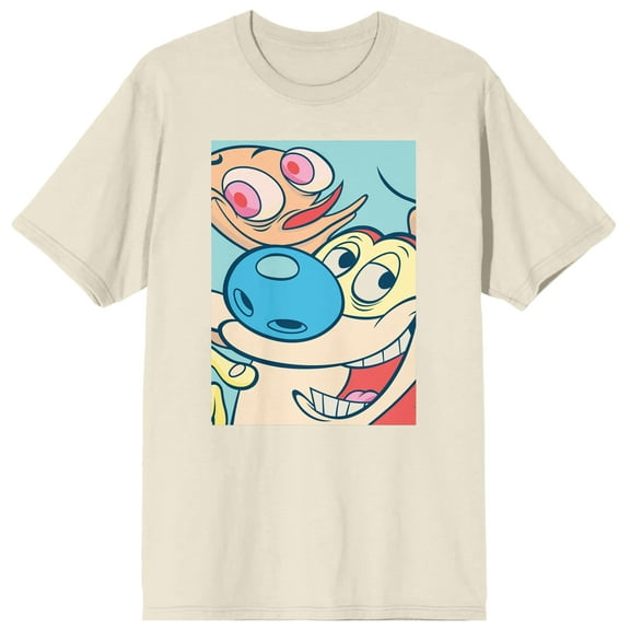 Ren & Stimpy Portrait Art Men's Natural Ground T-shirt-XXL
