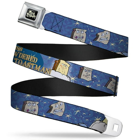 Ren & Stimpy Pose Full Color Black Powdered Toastman In Sky Calling Seatbelt Belt Standard