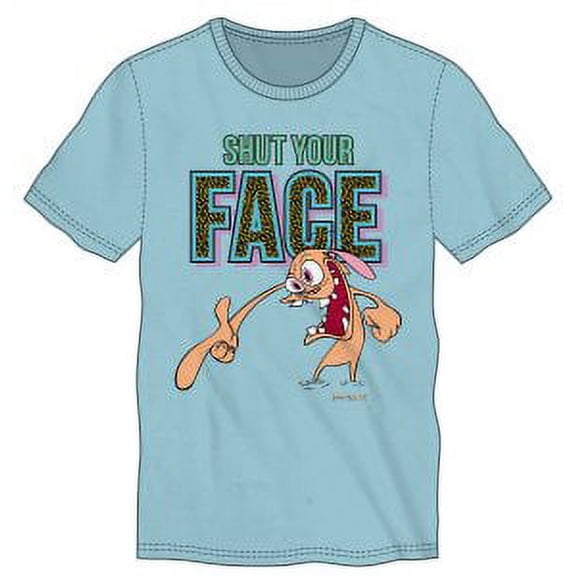 Ren & Stimpy Shut Your Face Blue T-Shirt Medium Funny Tee