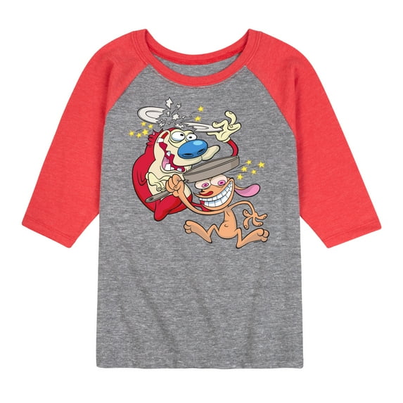 Ren & Stimpy - Smashing Laughter - Toddler And Youth Raglan Graphic T-Shirt