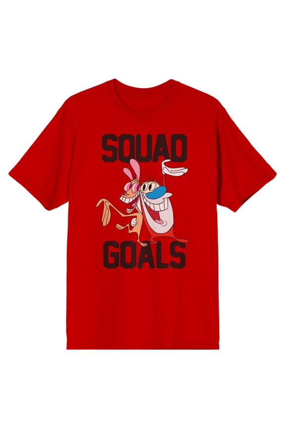 Ren & Stimpy Squad Goals Red Casual T-Shirt Small