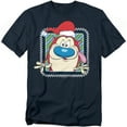 thumbnail image 1 of Ren & Stimpy T-Shirt Festive Stimpy With Christmas Santa Hat Unisex Graphic Tee For Men & Women, 1 of 7