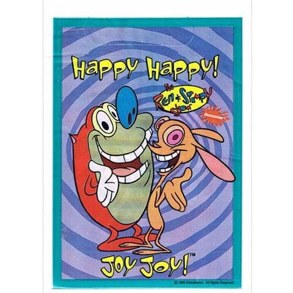Various Ren & Stimpy Vintage 1995 'Happy Happy Joy Joy' Favor Bags, Multicolor, 8 Count