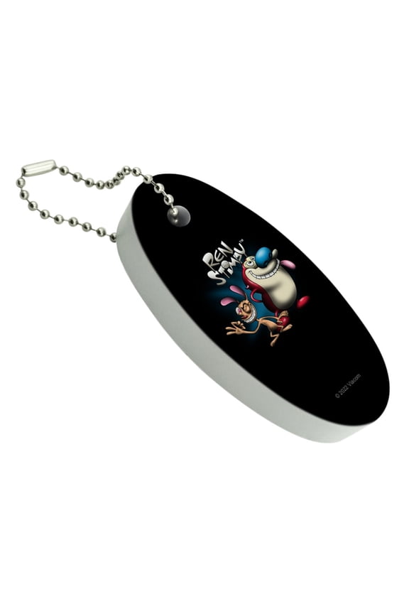 Ren and Stimpy Airbrush Floating Keychain Oval Foam Fishing Boat Buoy Key Float